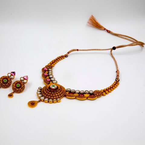 Antique With Kundan Work Necklace Set