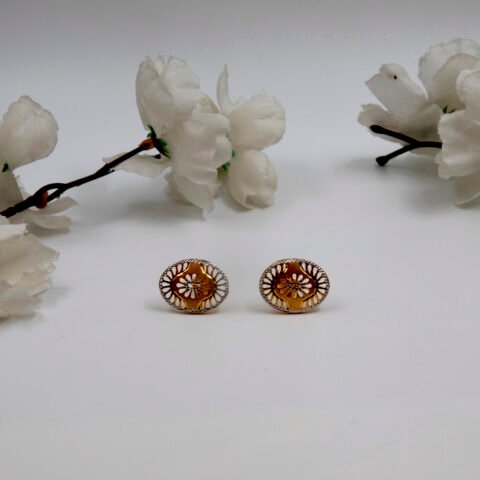 Two Tone Rodium Accents Earrings